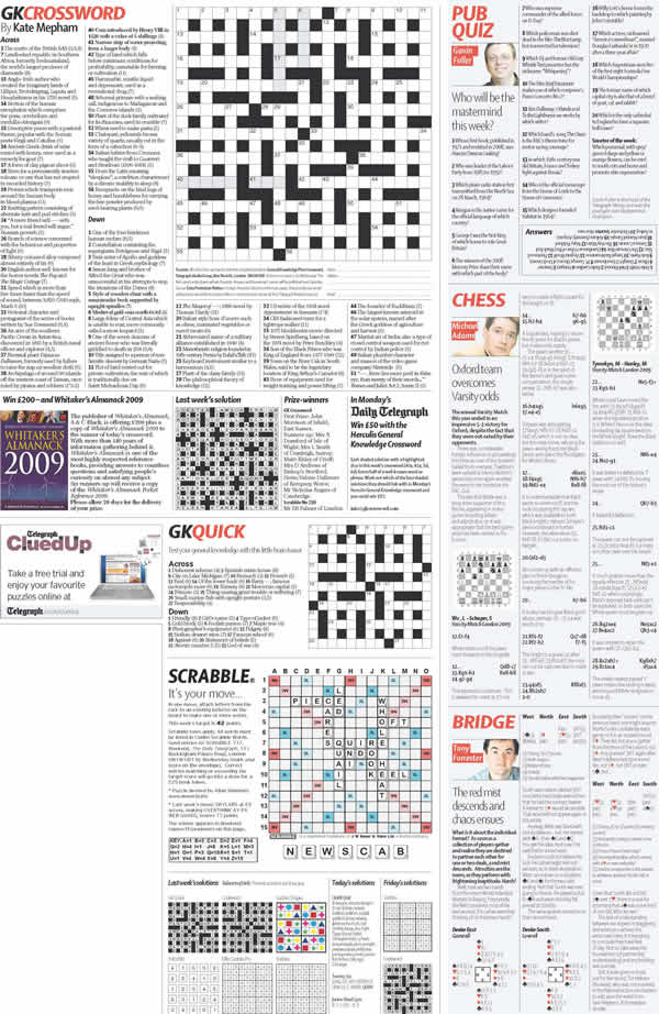 Complete page including Crossword and Sudoku